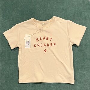 Quincy Mae Cream Tee with Red 'Heart Breaker' Design